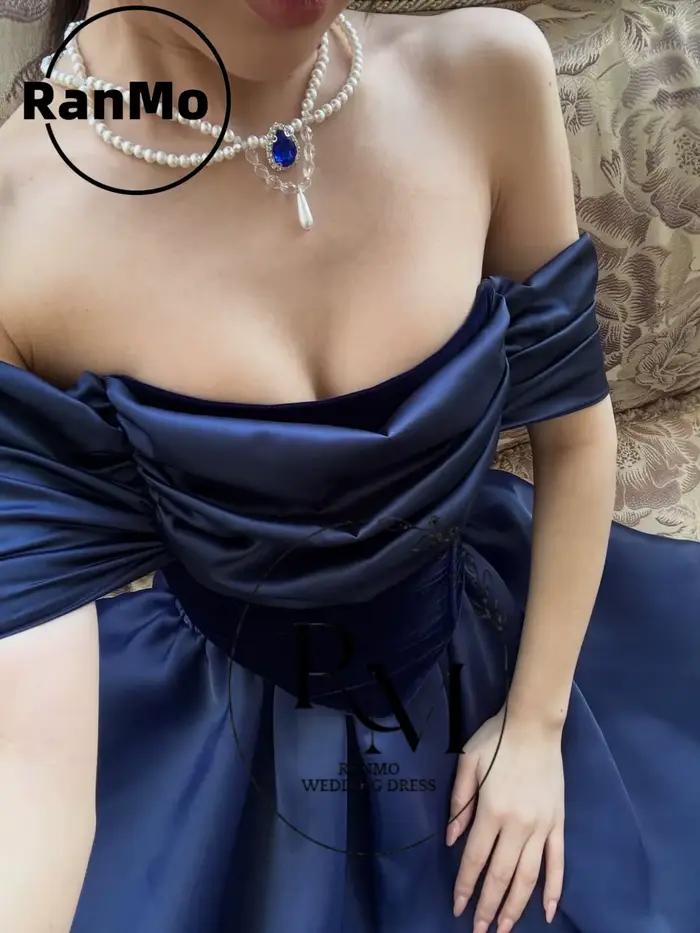 Robe de soirée Ranmo moderne en organza bleu roi