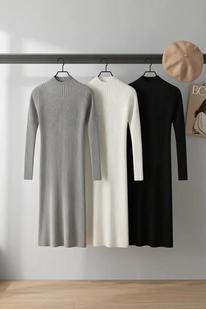 Longue robe hiver chaude long dress vetements femme nouveauté robes longues pour les femmes tricot pulls fashion
