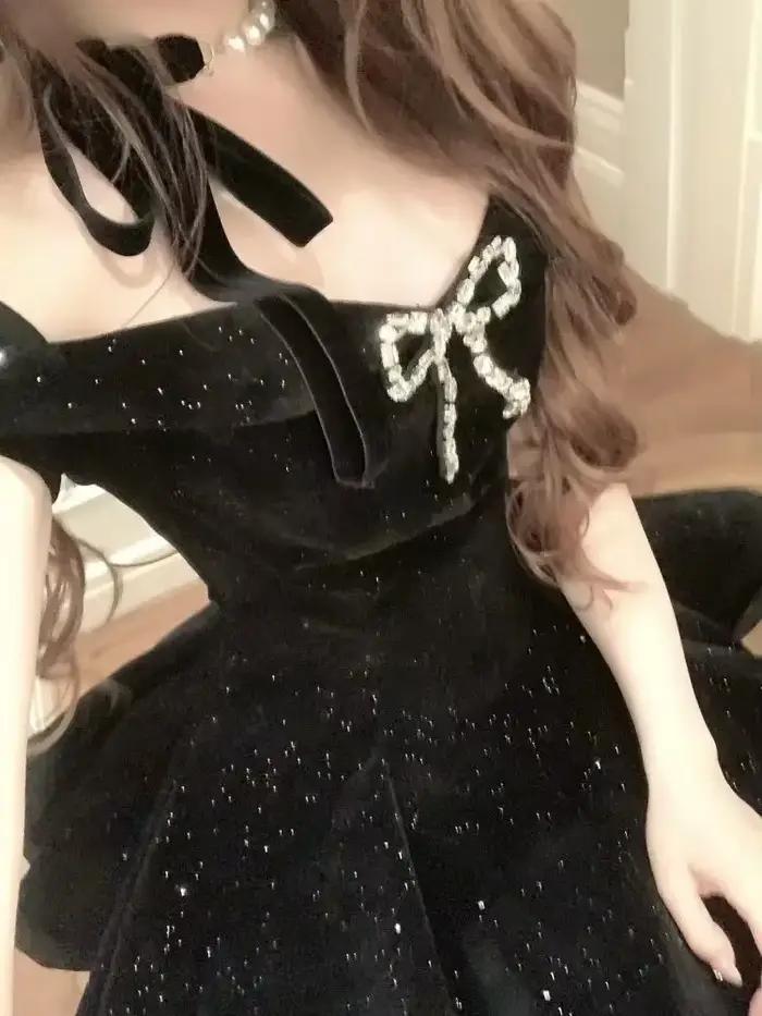 Robe de soirée noire gothique pour femmes