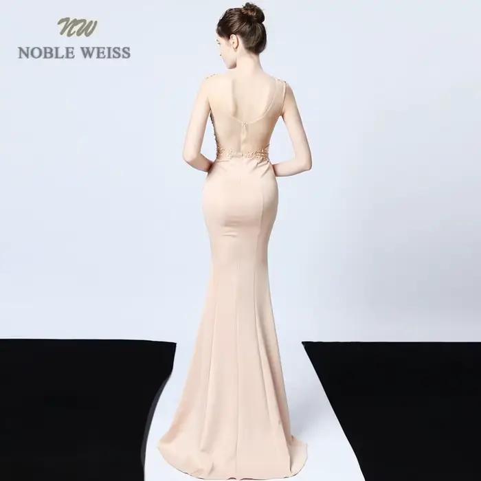 Robe de soirée en satin sirène à col en V