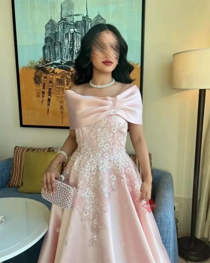 Cathy personnalisé rose épaules dénudées paillettes Appliques robes de bal a-ligne à lacets vestidos de noiva robe de soirée sans manches