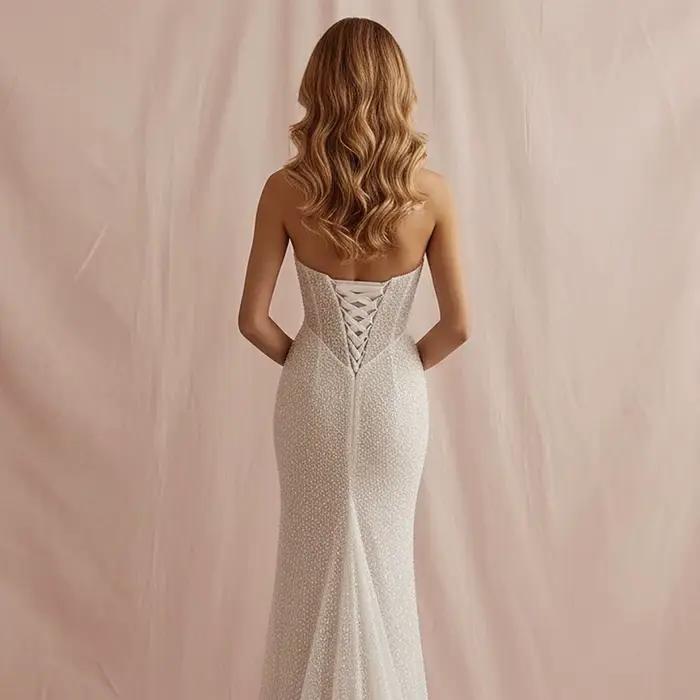 Robe de mariée sirène de luxe en perles scintillantes