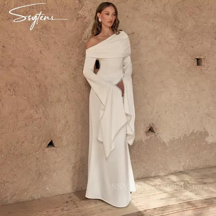 SSYTENS Robes de mariée modestes ivoire à manches longues