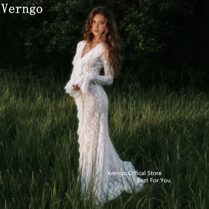 Robe de mariée en dentelle ivoire exquise Verngo