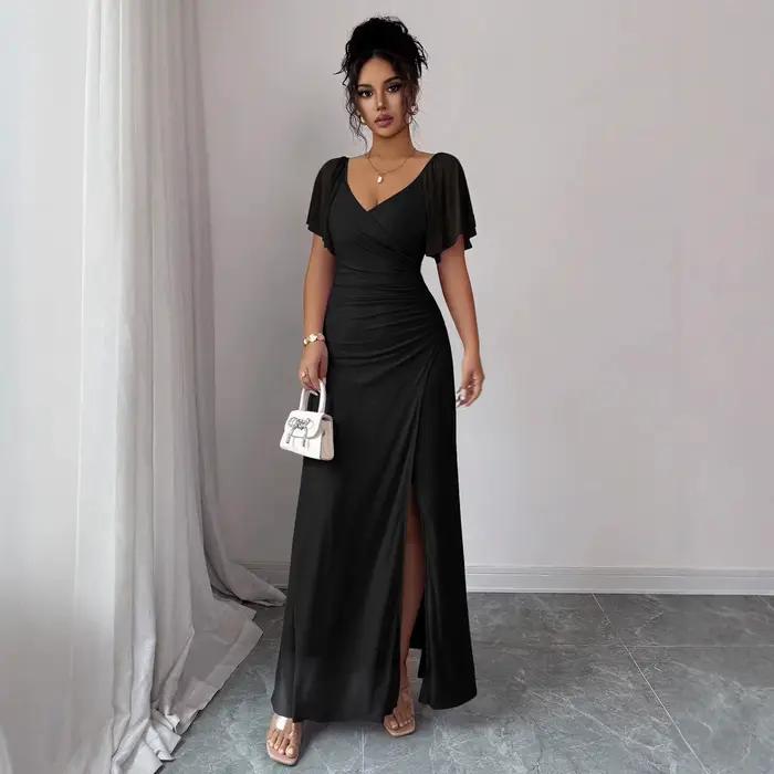 Robe de soirée élégante pour femme à col en V