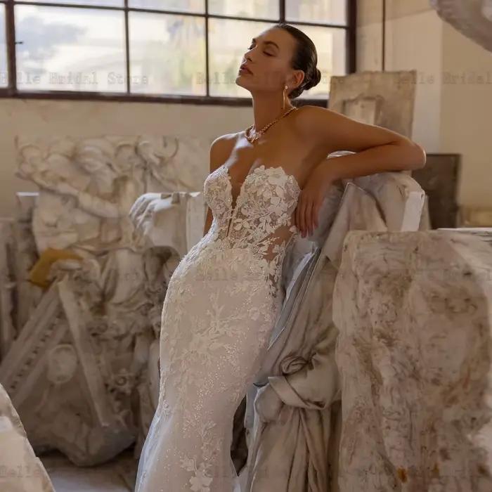 Robes De mariée personnalisées à col en cœur