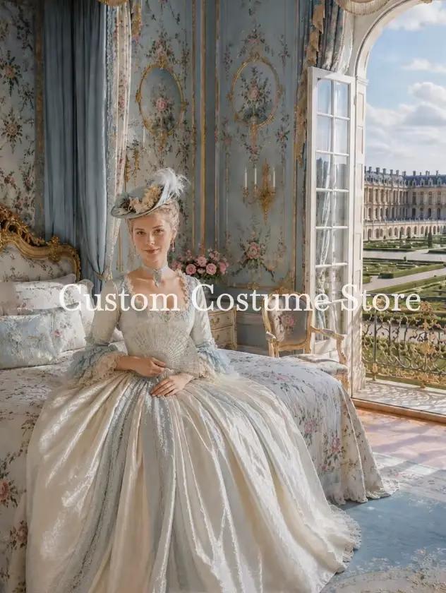 Robe de bal victorienne en laine avec haut corset en dentelle fleuri pour femmes occasions spéciales bal晚会及活动礼服维多利亚风格茶会晚礼服法式蕾丝立领收腰长裙女士特制晚宴舞会服装