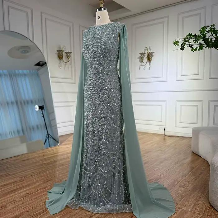 Robe de soirée sirène bleue de luxe