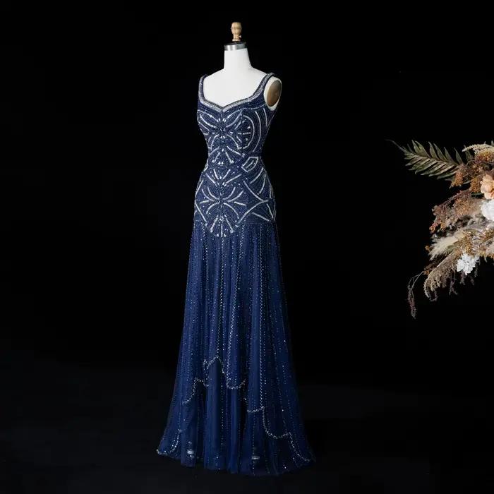 Robe de soirée sirène bleu marine Sharon Said