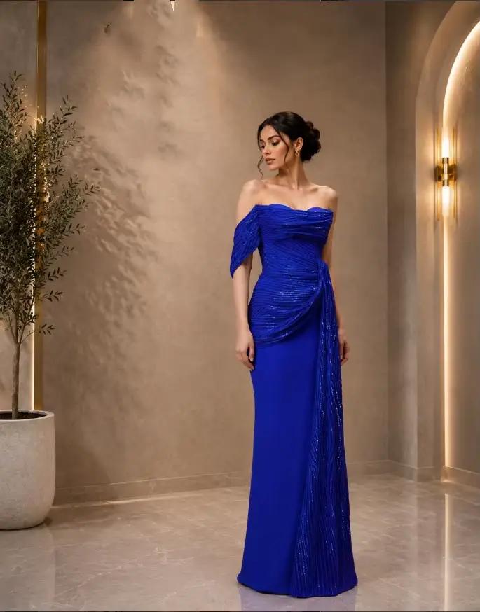 Robe de soirée droite à sequins