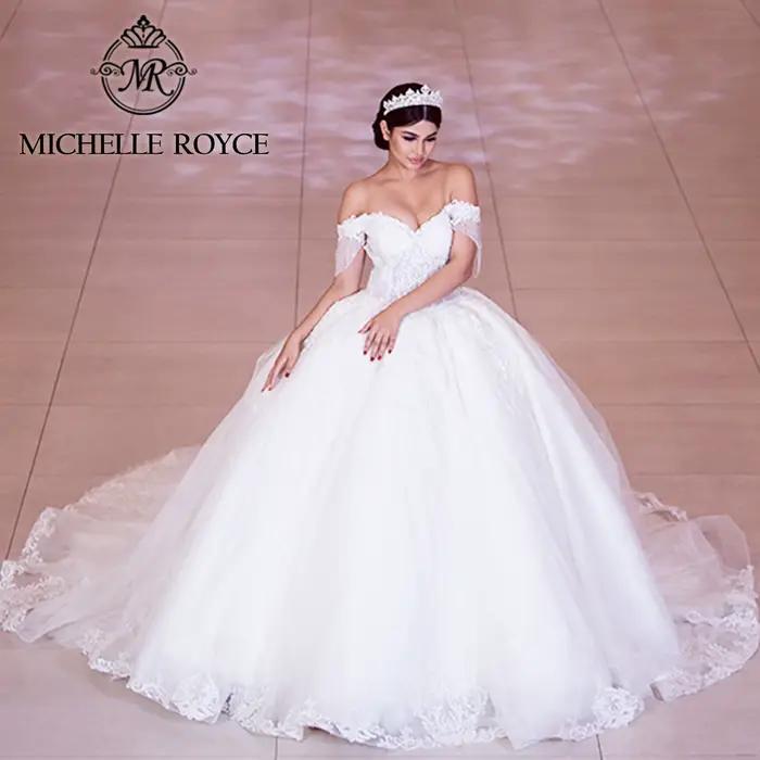 Michelle Royce robe De bal robes De mariée De luxe pour les femmes perles chérie hors De l'épaule