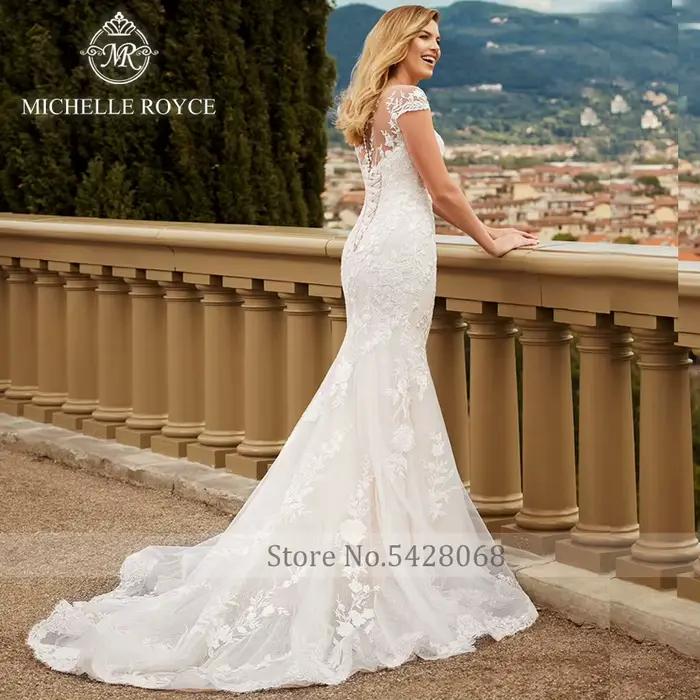Michelle Royce sirène robes De mariée pour les femmes Sexy épaules nues chérie Appliques à lacets