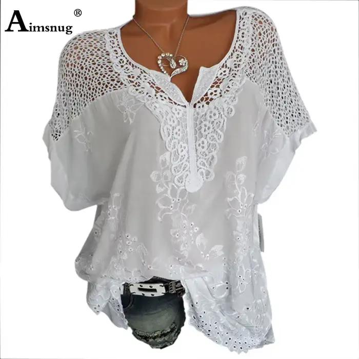 Grande taille S-6XL femmes nouveau été creux solide Y-manches chauve-souris broderie femme T-Shirt Streetwear adt dames Tee Shirt