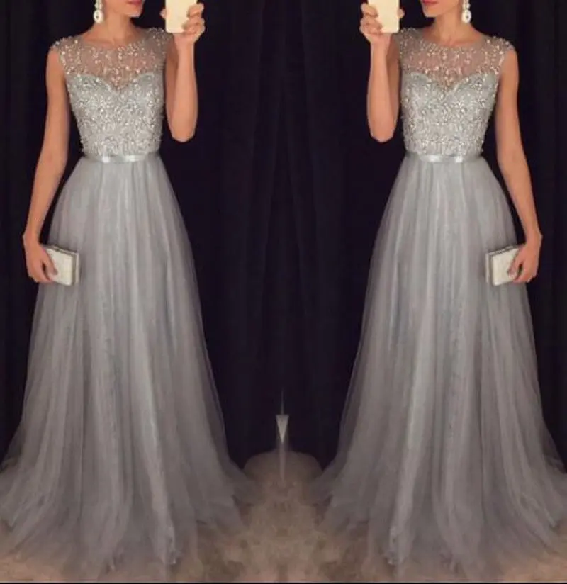 Robe de Soirée Longue en Dentelle pour Femme