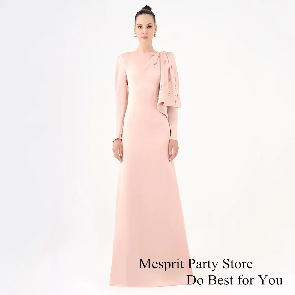 Po-Robe de Soirée en Satin à Manches sulfPersonnalisée