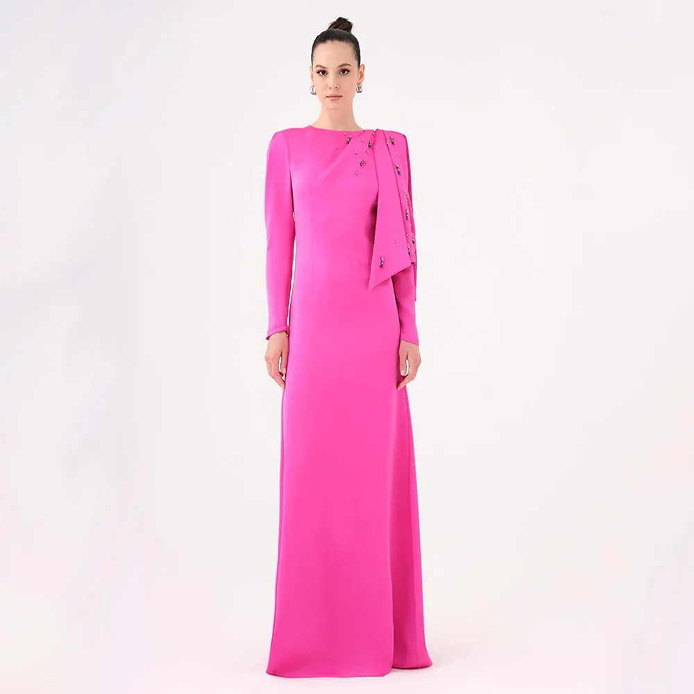Po-Robe de Soirée en Satin à Manches sulfPersonnalisée