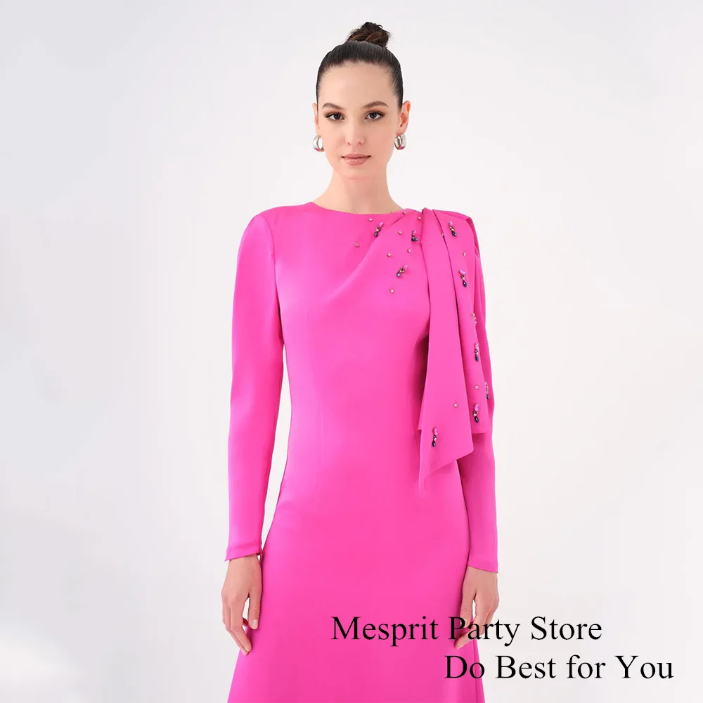 Po-Robe de Soirée en Satin à Manches sulfPersonnalisée