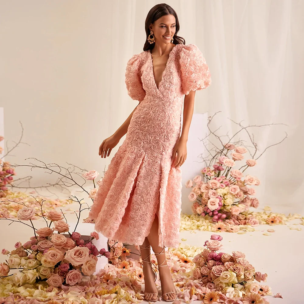 Robes de bal roses 2025 fleurs