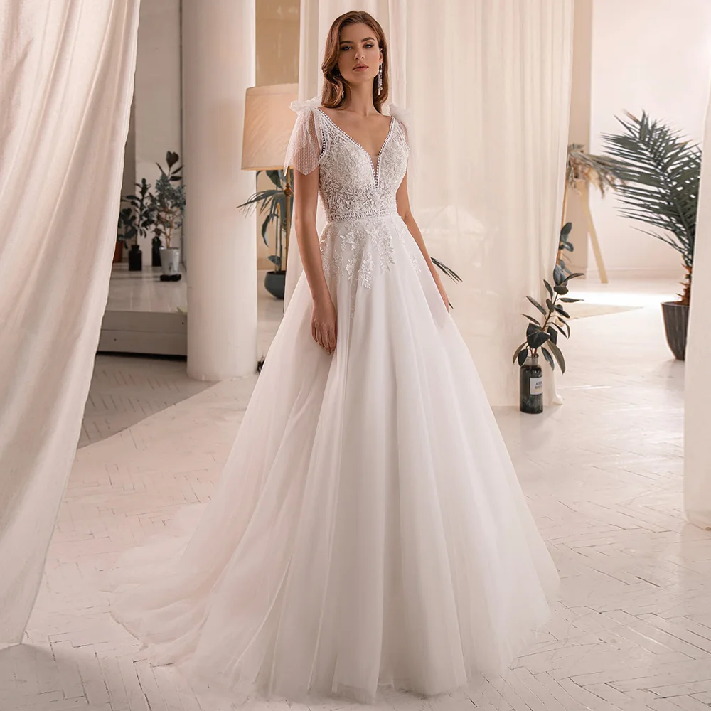 Robe de mariée trapèze en tulle pour femme