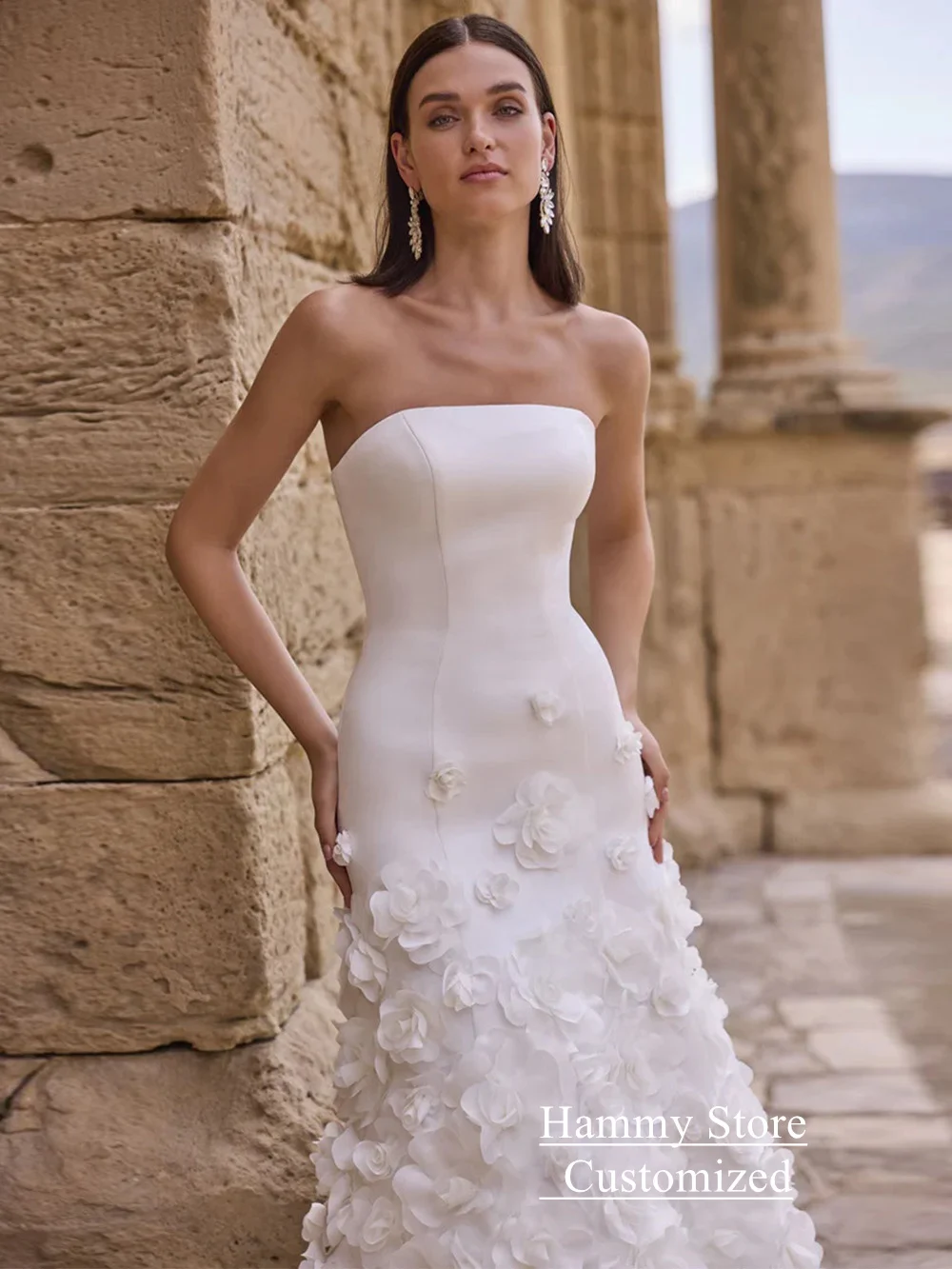 Robe de mariée arabe avec fleurs personnalisées