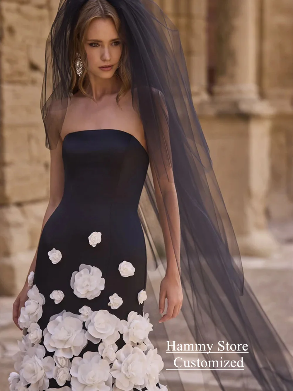 Robe de mariée arabe avec fleurs personnalisées